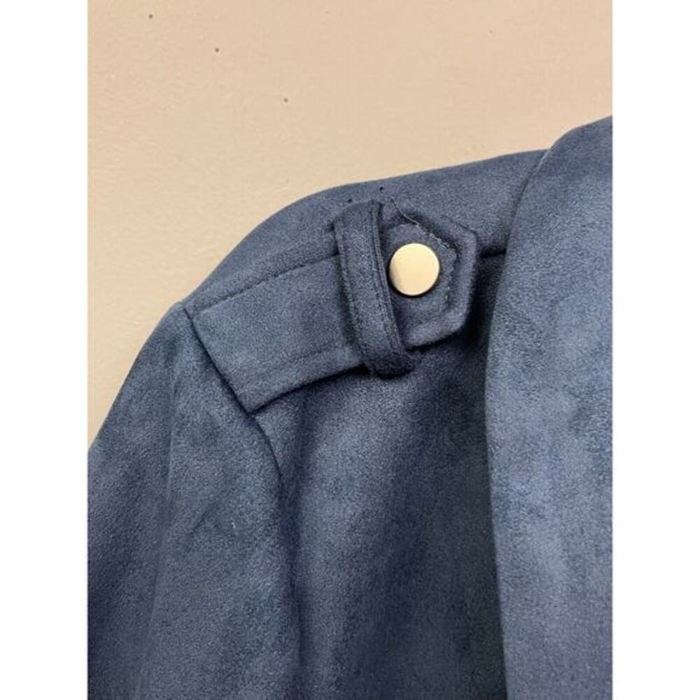 Mo-Ka of Santa Fe Jacket Womens Large Biker Open Front Blue Moto Pockets - Picture 6 of 7